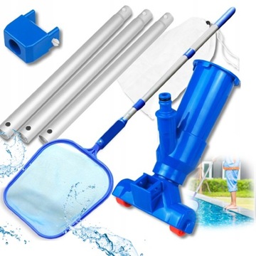 ZESTAW DO Sprzątania DNA BASENU ODKURZACZ SZCZOTKA BASENOWA Z SIATKĄ MOCNY