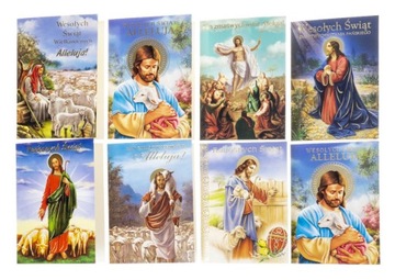 Zestaw 10 szt Kartki Wielkanocne Religijne z Życzeniami Laurki Świąteczne