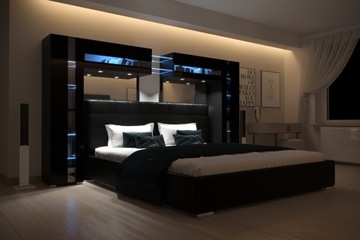 Кровать с мягкой панелью и шкафом Panama Furniture 14