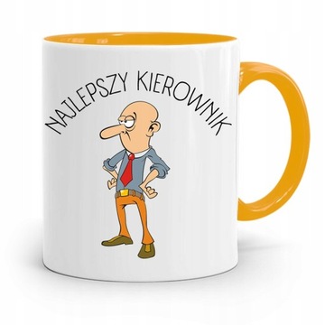 KUBEK ŻÓŁTY DLA KIEROWNIKA NAJLEPSZY KIEROWNIK z Nadrukiem ze Zdjęciem