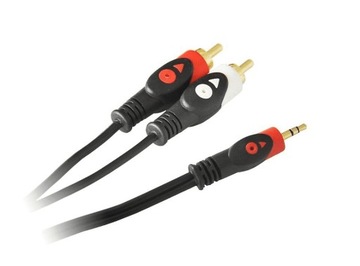 КАБЕЛЬ MINI JACK d 2x RCA CHINCH 3M STEREO GOLD