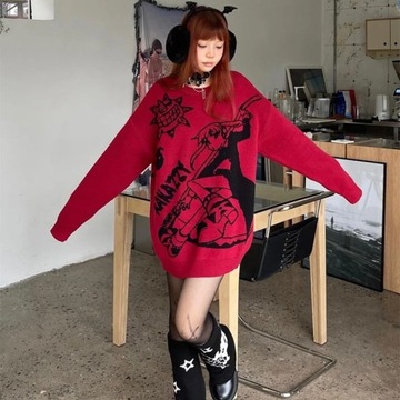 y2k Harajuku vintage cartoon anime knitted sweater