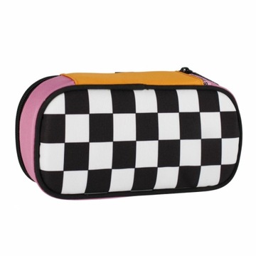 ШКОЛЬНЫЙ Пенал, ЖЕСТКАЯ СУМКА, ТРУБКА, ШКАФНАЯ ДОСКА, Клетчатая, ЧЕРНО-БЕЛАЯ