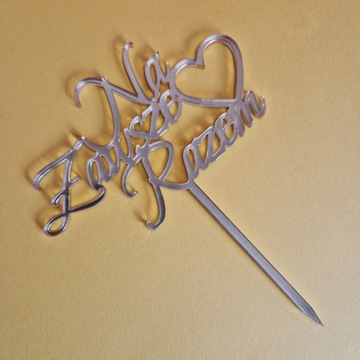 Топпер для торта Forever Together сердце золотое зеркало