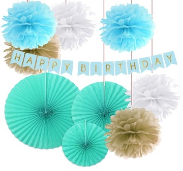 Набор украшений для дня рождения GIRLAND BANNER помпоны