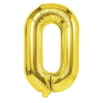 Balon Cyfra 0 Foliowa Złota 100 cm Urodziny