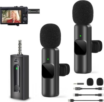 ПЕТЛИЧНЫЙ БЕСПРОВОДНОЙ МИНИ-МИКРОФОН С 3 АДАПТЕРАМИ ДЛЯ КАБЕЛЕЙ КАМЕРЫ