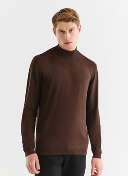Brązowy sweter półgolf na jesień męski Pako Lorente roz. M