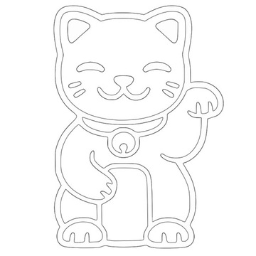 Naklejka Maneki-Neko Kot Szczęścia 14x10 biała