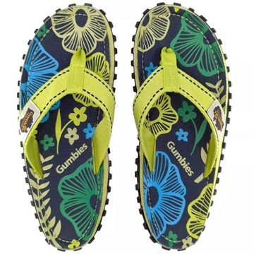 Gumbies Islander Flip Flops Unisex Pistachio Flowe