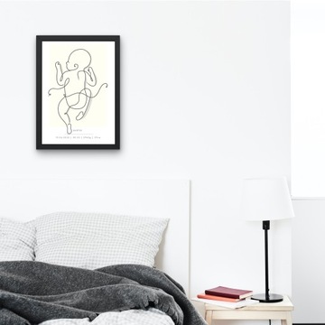 Plakat Prezent Metryczka Noworodka Żółta 30x40