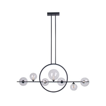 Lampa Sufitowa Wisząca Żyrandol Do Salonu Jadalni Czarna 7 Kul Szklanych
