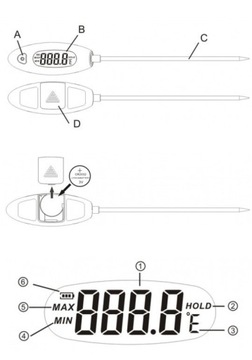 ЭЛЕКТРОННЫЙ КУХОННЫЙ ПИЩЕВОЙ ТЕРМОМЕТР С ЦИФРОВЫМ ЗОНДОМ -50 +300 CE