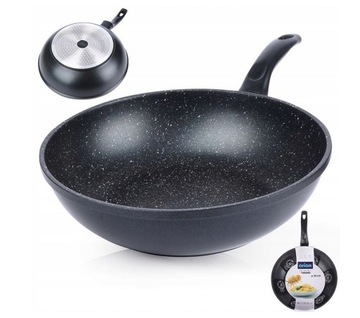 PATELNIA WOK GRANITOWA GŁĘBOKA DO SMAŻENIA DUSZENIA GRANDE 30cm ORION