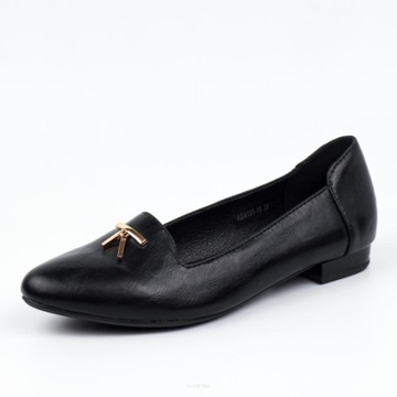 Czarne loafersy, półbuty damskie Jezzi 151-10 r39