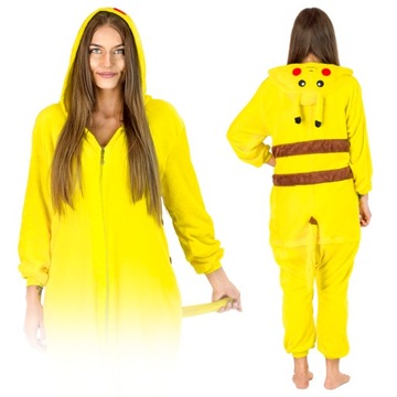 KOSTIUM PRZEBRANIE DRES ONESIE PIKACHU PIŻAMA JEDNOCZĘŚCIOWA KOMBINEZON S