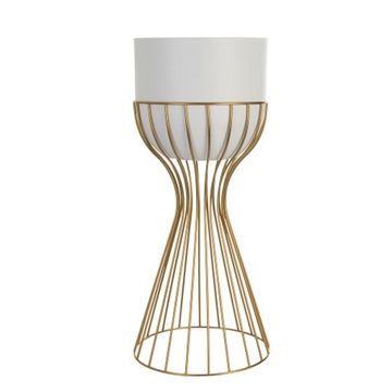 +Gratis. Kwietnik stojący metal biało złoty stojak loft druciany 46cm
