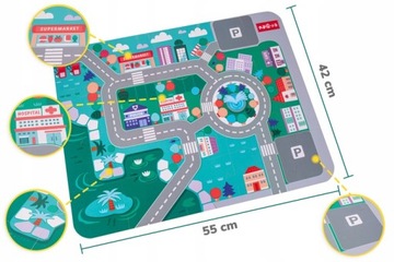 ДЕРЕВЯННЫЕ БЛОКИ CITY CARS 136 ЭЛЕМЕНТОВ КОВРИК