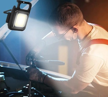 Мини карманный фонарик-брелок LED COB USB 6W 4IN1