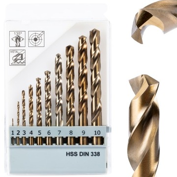 WIERTŁA KOBALTOWE DO METALU HSS CO 10SZT