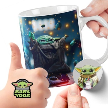 ZESTAW NA PREZENT KUBEK DLA DZIECI TATUAŻE NAKLEJKI BABY YODA GROGU JAKOŚĆ
