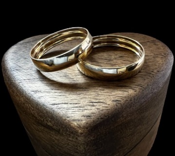 ЗОЛОТЫЕ ОБРУЧАЛЬНЫЕ КОЛЬЦА I Do by Ana Łazur 585 4 ММ ПАРА - ФИКСИРОВАННАЯ ЦЕНА