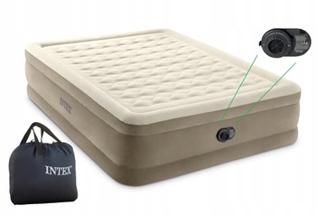 Dmuchany materac z pompką 203x152x46 64428 INTEX wysoki komfortowy dwuosobo