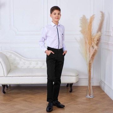 Деловые брюки элегантные для мальчика для причастия, на резинке, черные PL Kada 170