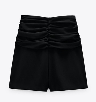 Spodenki ZARA SHORTS marszczenie zamek krótkie czarne szorty r. L