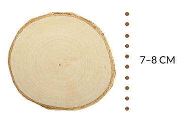 Plastry drewna, krążki drewniane 7-8 cm szlifowane