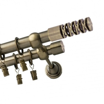 ДВОЙНОЙ МЕТАЛЛИЧЕСКИЙ КАРДИН 19+19ММ АНТИЧНОЕ ЗОЛОТО СТАРОЕ ЗОЛОТО 240см НАБОР