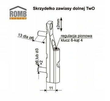 НИЖНЯЯ ПЕТЛЯ ДЛЯ РОМБОВОГО ОКНА FEWB