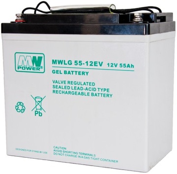 AKUMULATOR BATERIA ŻELOWY GEL-VRLA MWPOWER MWLG 55Ah 12V MWLG55-12EV MWLG55