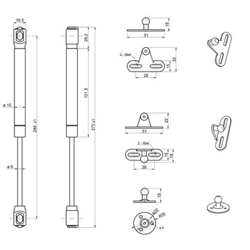 Газлифт, мебельный привод 120N GTV QUALITY