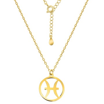 NASZYJNIK POZŁACANY 925 ZNAK ZODIAKU ZODIAK RYBY HOROSKOP