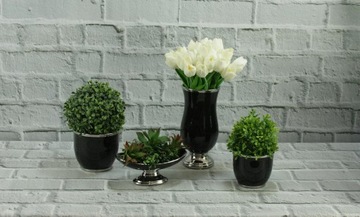 Doniczka ceramiczna osłonka czarna owal 21x10x10