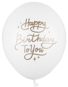 BALONY BIAŁY HAPPY BIRTHDAY TO YOU URODZINY 30 CM
