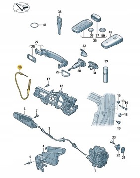 ТРОС РУЧКИ ЗАМКА ДВЕРИ VW PASSAT B6 B7 CC