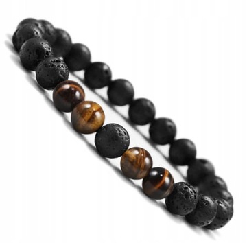 BRANSOLETKA MĘSKA LAWA WULKANICZNA TIGER EYE