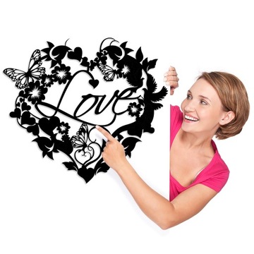 OBRAZ AŻUROWY DEKORACJA ŚCIENNA PANEL SERCE LOVE
