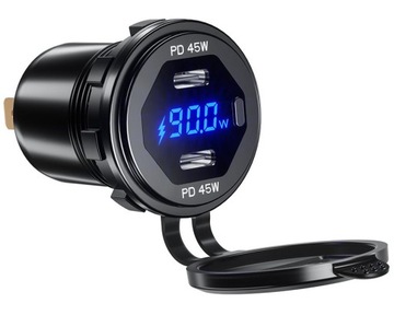 Gniazdo motocyklowe 2x USB-C WYŚWIETLACZ