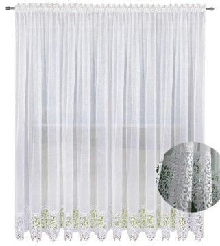 FIRANA GOTOWA Z KORONKĄ DŁUGA 220x400 FIRANY GOTOWE DO SALONU DUŻY WYBÓR
