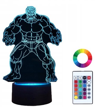 Lampka Nocna z Imieniem Hulk Marvel 3D Led Grawer