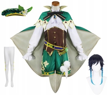 Genshin Impact Venti Cosplay Strój Kostium Peruka