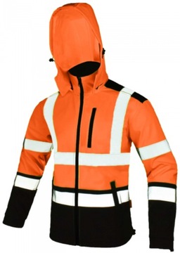 KURTKA ROBOCZA Z KAPTUREM ODBLASKOWA SOFTSHELL POMARAŃCZOWA BHP L