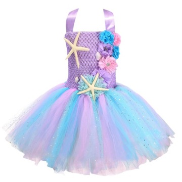 STRÓJ SUKIENKA MAŁA SYRENKA ARIELKA SPÓDNICZKA TUTU TIULOWA 104 110 CM