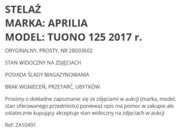 . РАМА КРЕПЛЕНИЕ РАМЫ ПОДВЕСКА 2B003602 APRILIA TUONO 125 17 +