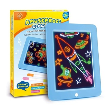 TABLET DLA DZIECI DO RYSOWANIA TABLICA KREŚLARSKA ŚWIECĄCA