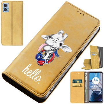 ETUI PORTFEL CASE z GRAFIKĄ WYBÓR MAGNES OBUDOWA do Motorola Moto E22