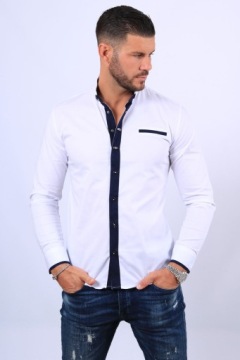 Мужская повседневная элегантная хлопковая рубашка контрастного цвета